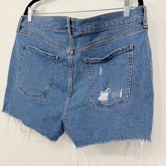 Old Navy Blue Mid Rise Boyfriend Factory Distressed Cotton Denim Shorts NEW - Picture 9 of 16